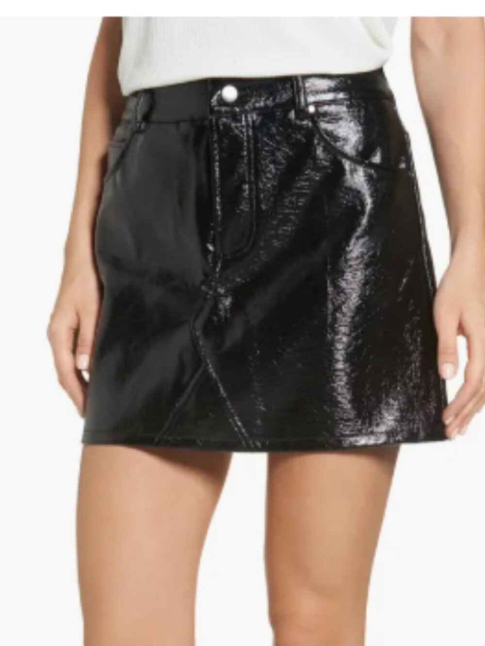 Chloe & Katie Faux Patent Leather Black Miniskirt Size L
